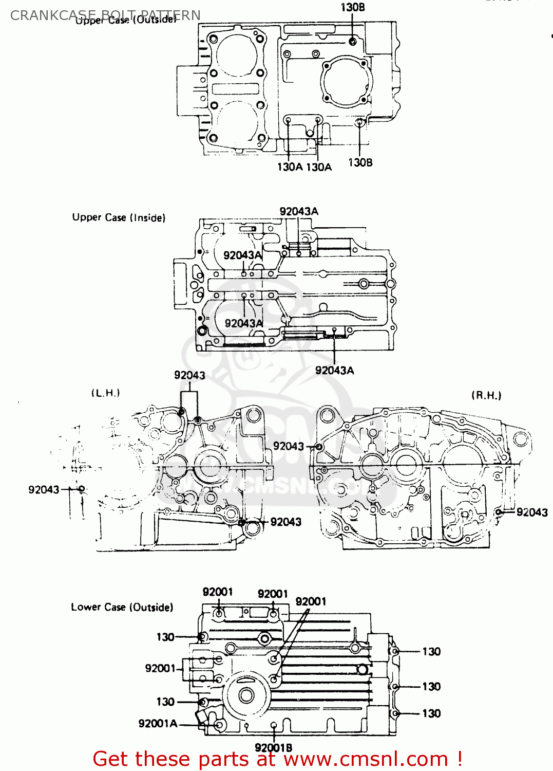 CRANKCASE BOLT PATTERN ER250A1 Z250T 1983 CANADA