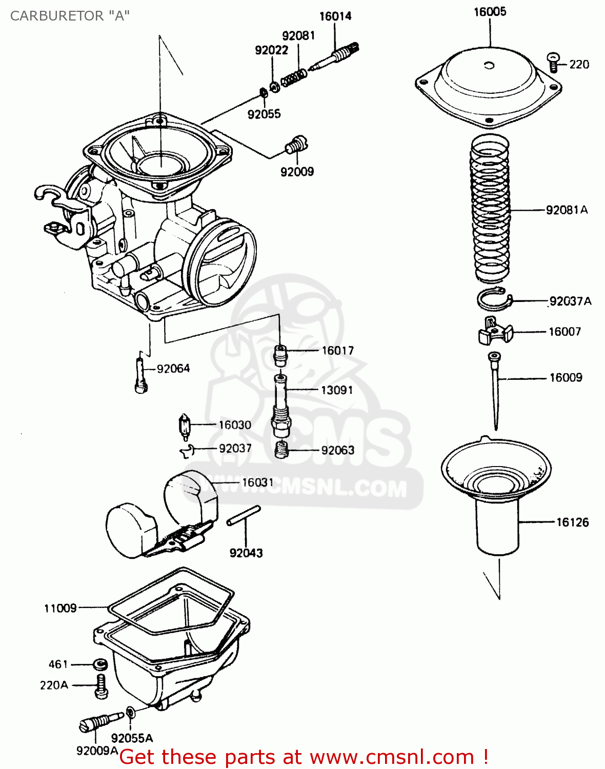 CARBURETOR "A" ER250A1 Z250T 1983 CANADA