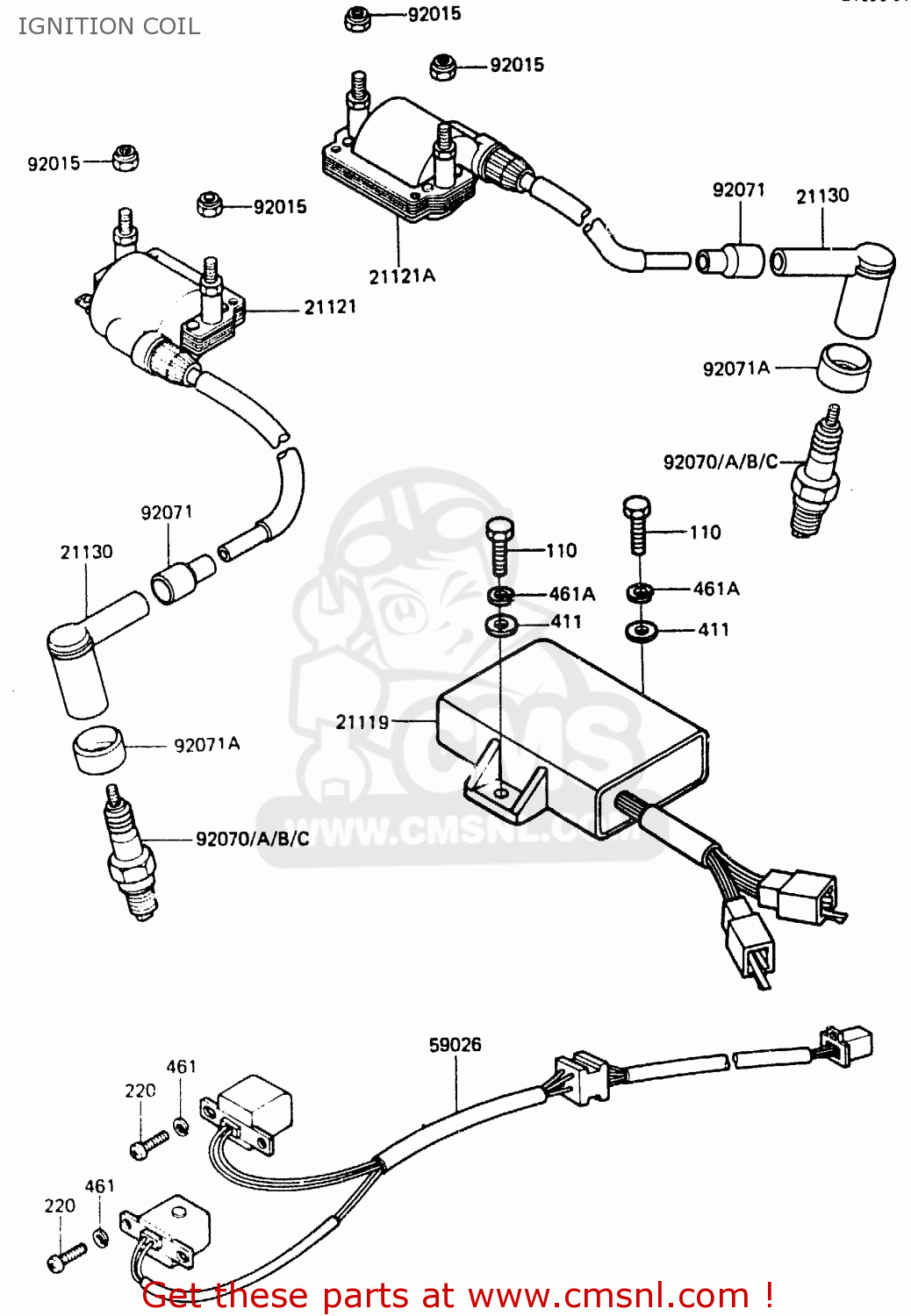 IGNITION COIL ER250A1 Z250T 1983 CANADA