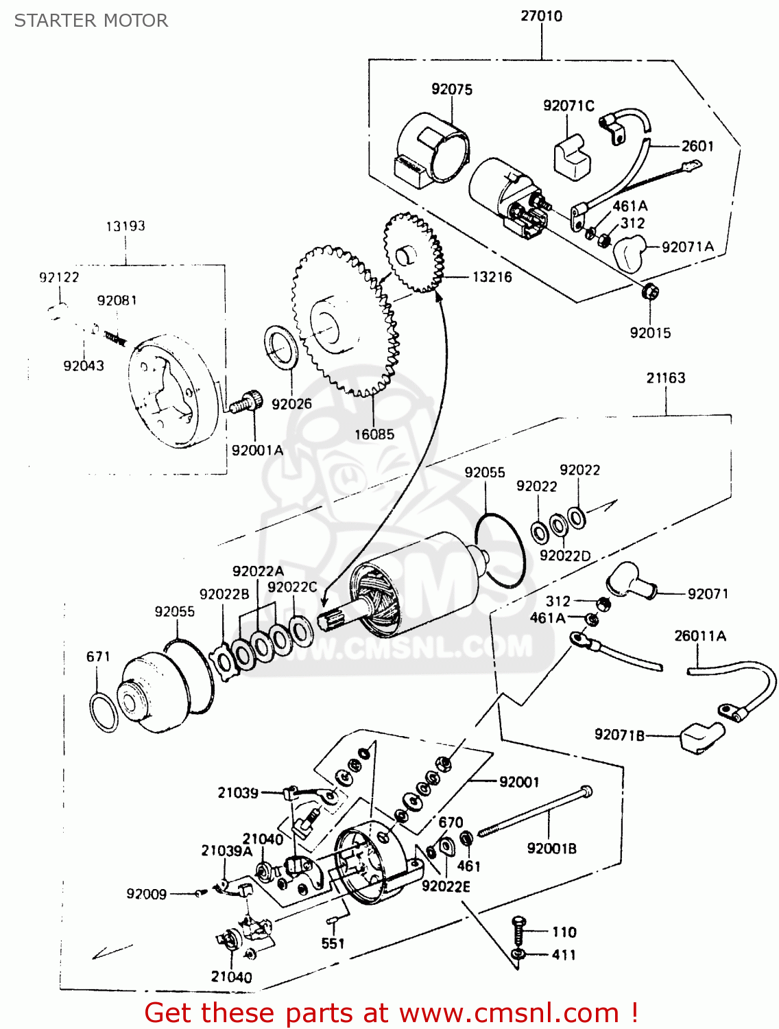 STARTER MOTOR ER250A1 Z250T 1983 CANADA
