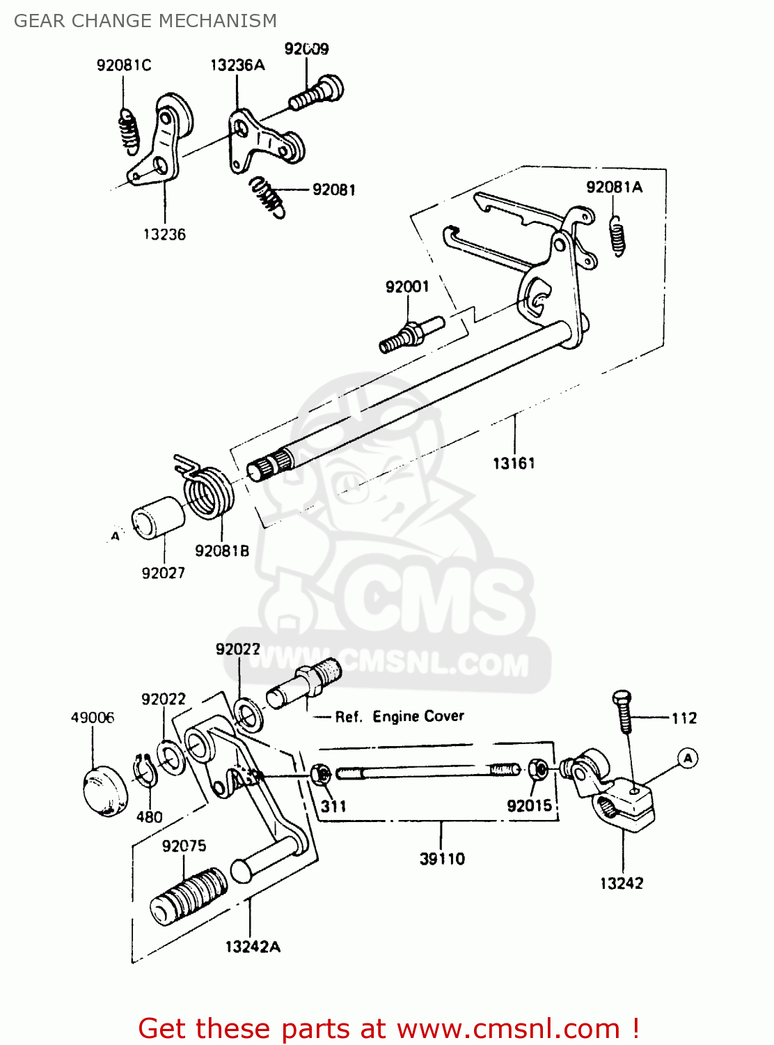 GEAR CHANGE MECHANISM ER250A1 Z250T 1983 CANADA