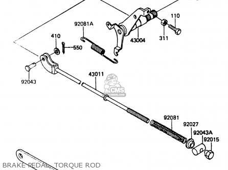BRAKE PEDAL, TORQUE ROD - ER250A1 Z250T 1983 CANADA