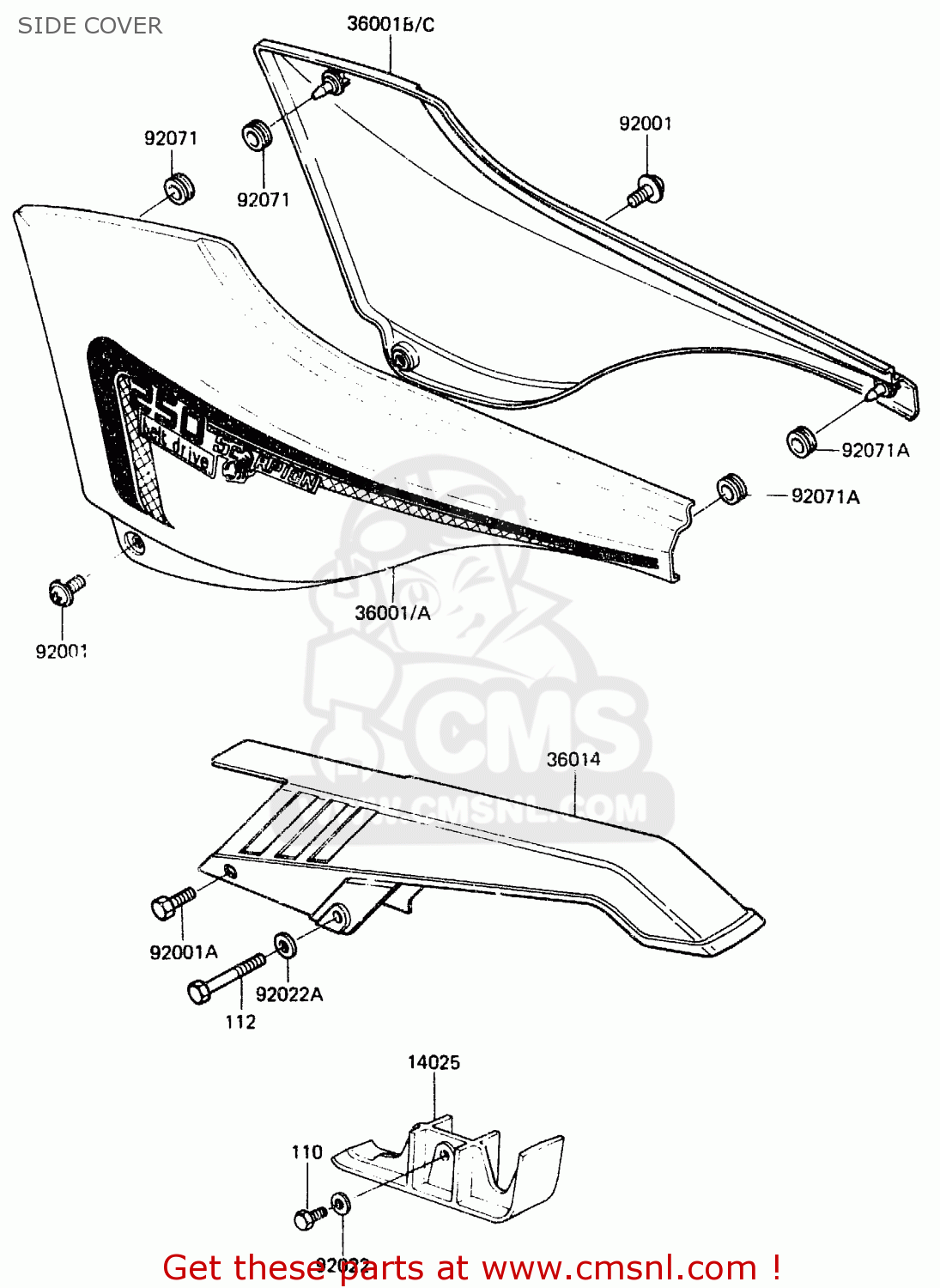SIDE COVER ER250B1 SCORPION 1983 USA