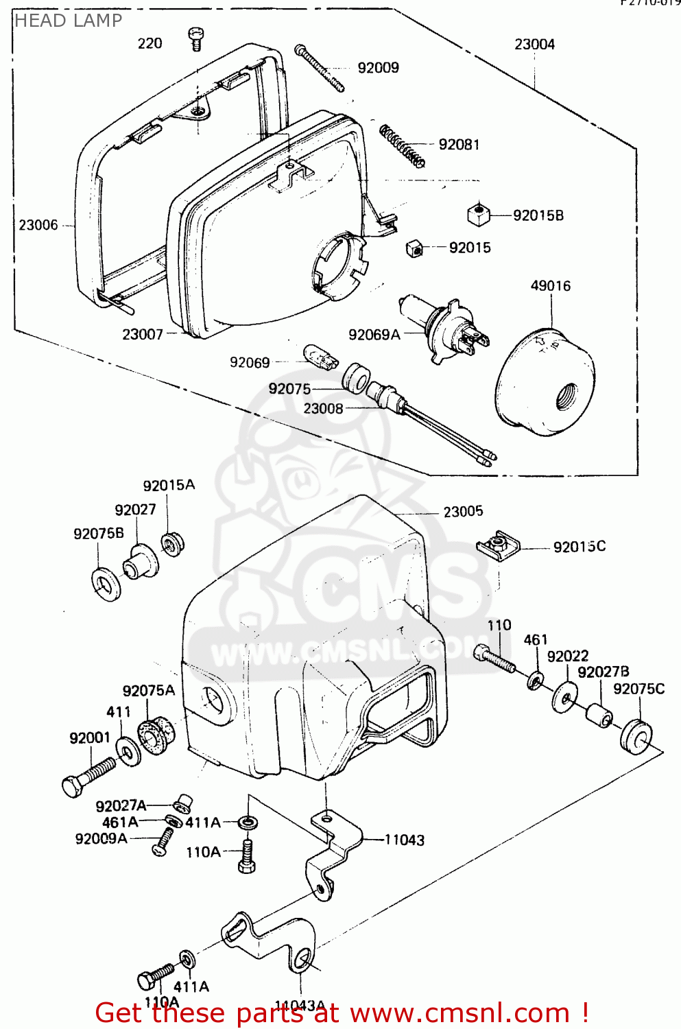 HEAD LAMP ER250B1 SCORPION 1983 USA