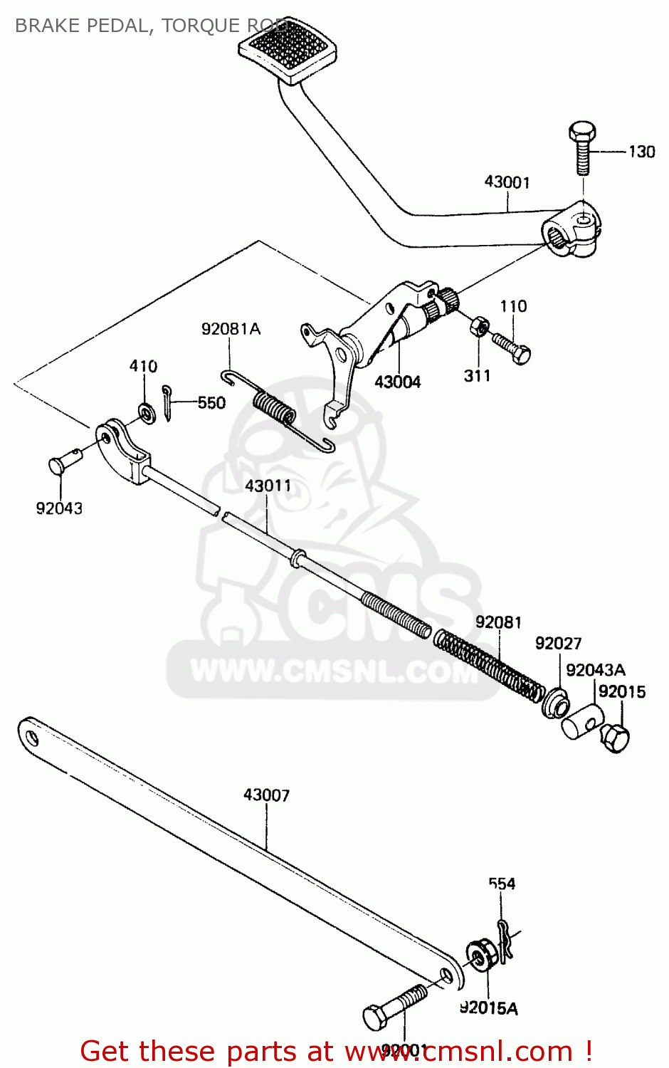 BRAKE PEDAL, TORQUE ROD ER250B1 SCORPION 1983 USA