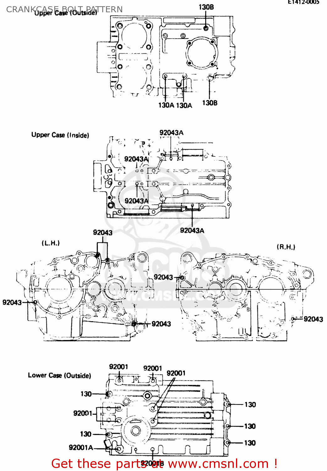 CRANKCASE BOLT PATTERN ER250B1 SCORPION 1983 USA
