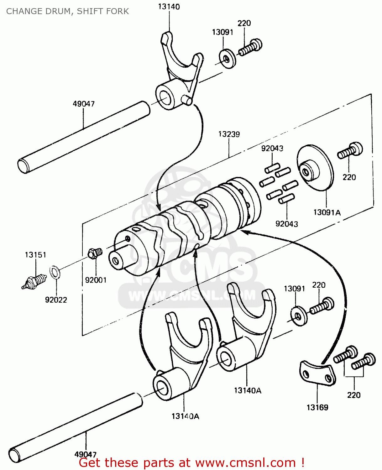 CHANGE DRUM, SHIFT FORK ER250B1 SCORPION 1983 USA