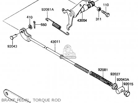 BRAKE PEDAL, TORQUE ROD - ER250B1 SCORPION 1983 USA