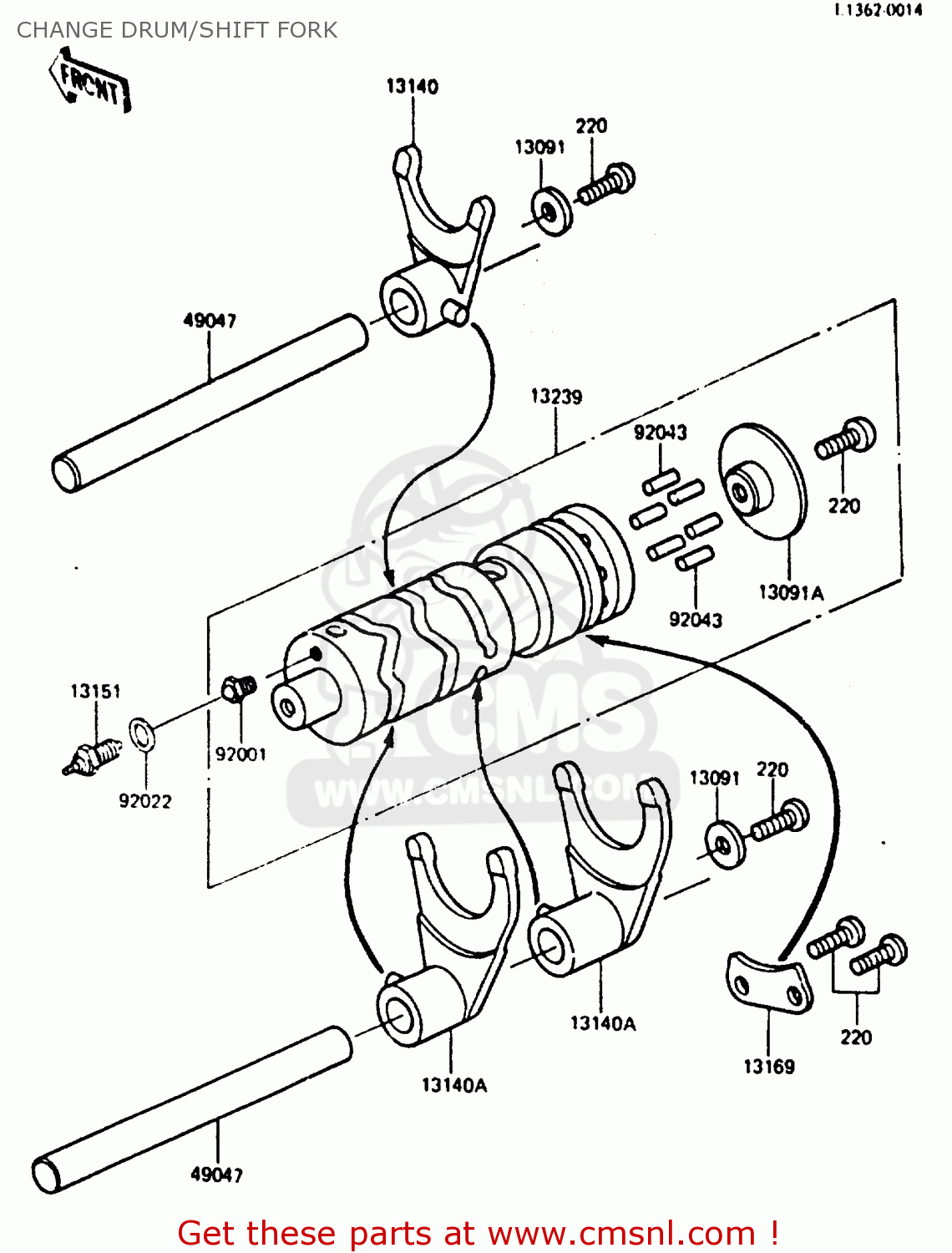 CHANGE DRUM/SHIFT FORK ER250B2 SCORPION 1984 USA