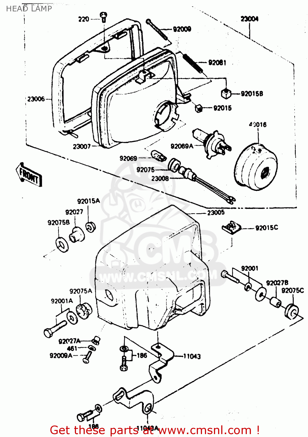 HEAD LAMP ER250B2 SCORPION 1984 USA