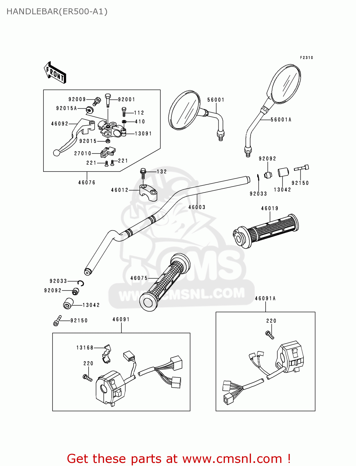 HANDLEBAR(ER500-A1) ER500A1 ER5 1997 UNITED KINGDOM FR NL AR GR IT NR SD SP ST