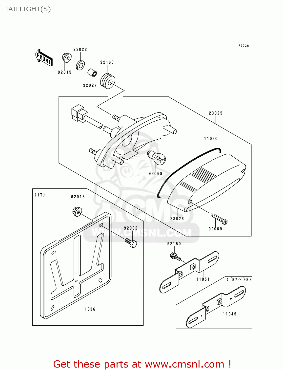TAILLIGHT(S) ER500A1 ER5 1997 UNITED KINGDOM FR NL AR GR IT NR SD SP ST