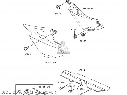 SIDE COVERS/CHAIN COVER - ER500A3 ER5 1999 UNITED KINGDOM FR NL AR GR IT NR SD SP ST