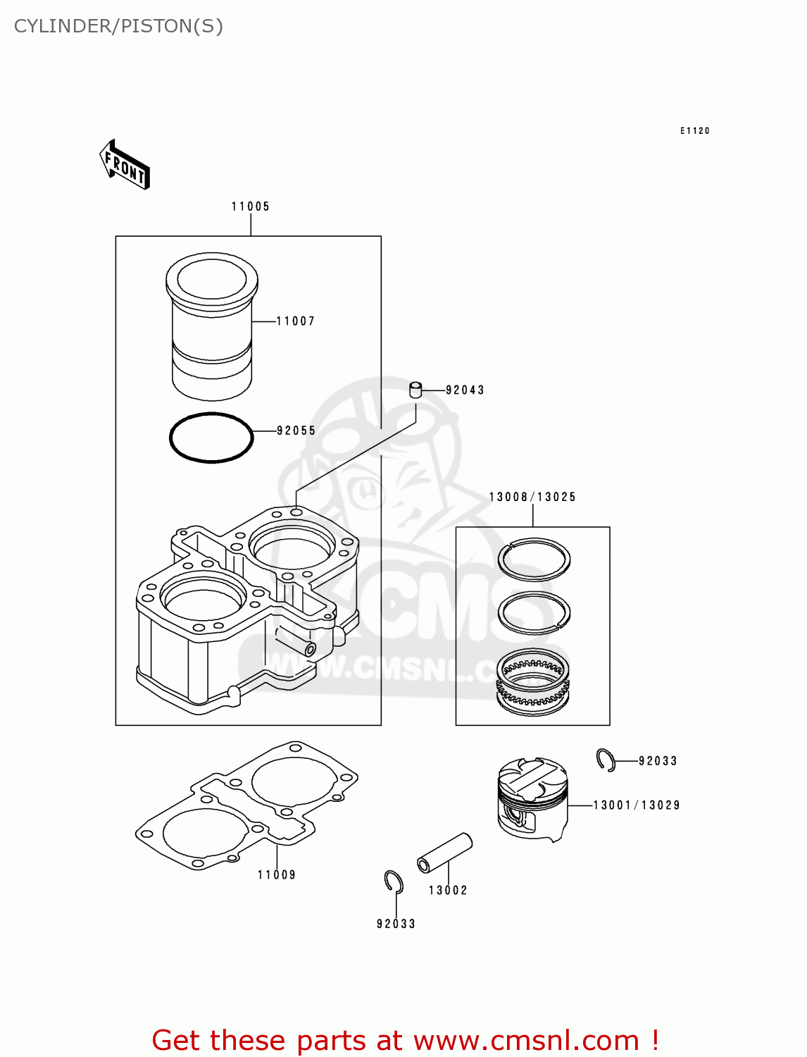 CYLINDER/PISTON(S) ER500A4 ER5 2000 EUROPE UK FR FG IS NR SP