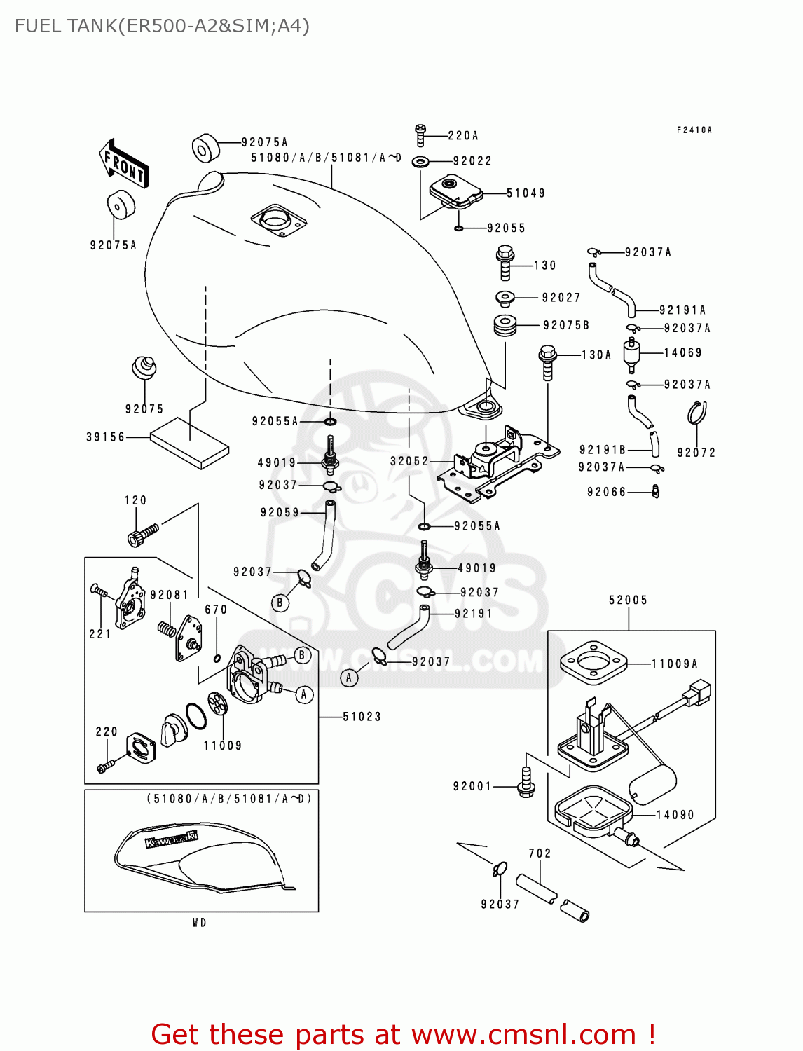 FUEL TANK(ER500-A2&SIM;A4) ER500A4 ER5 2000 EUROPE UK FR FG IS NR SP