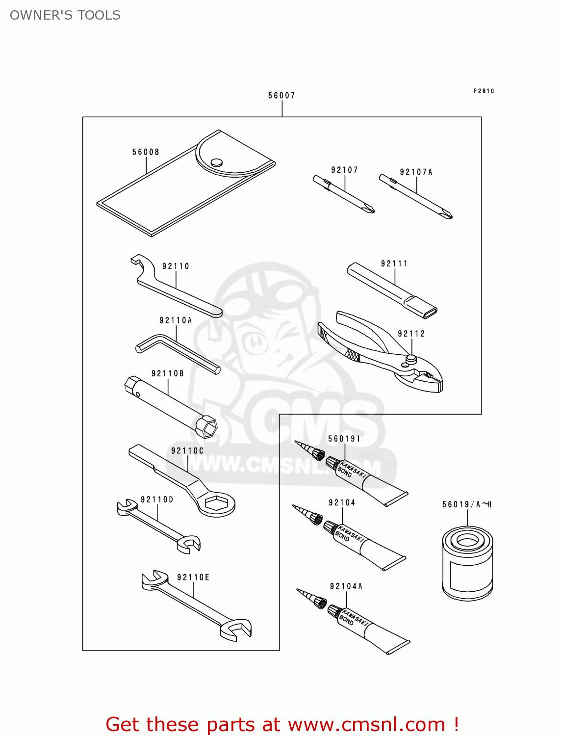 OWNER'S TOOLS ER500A4 ER5 2000 EUROPE UK FR FG IS NR SP