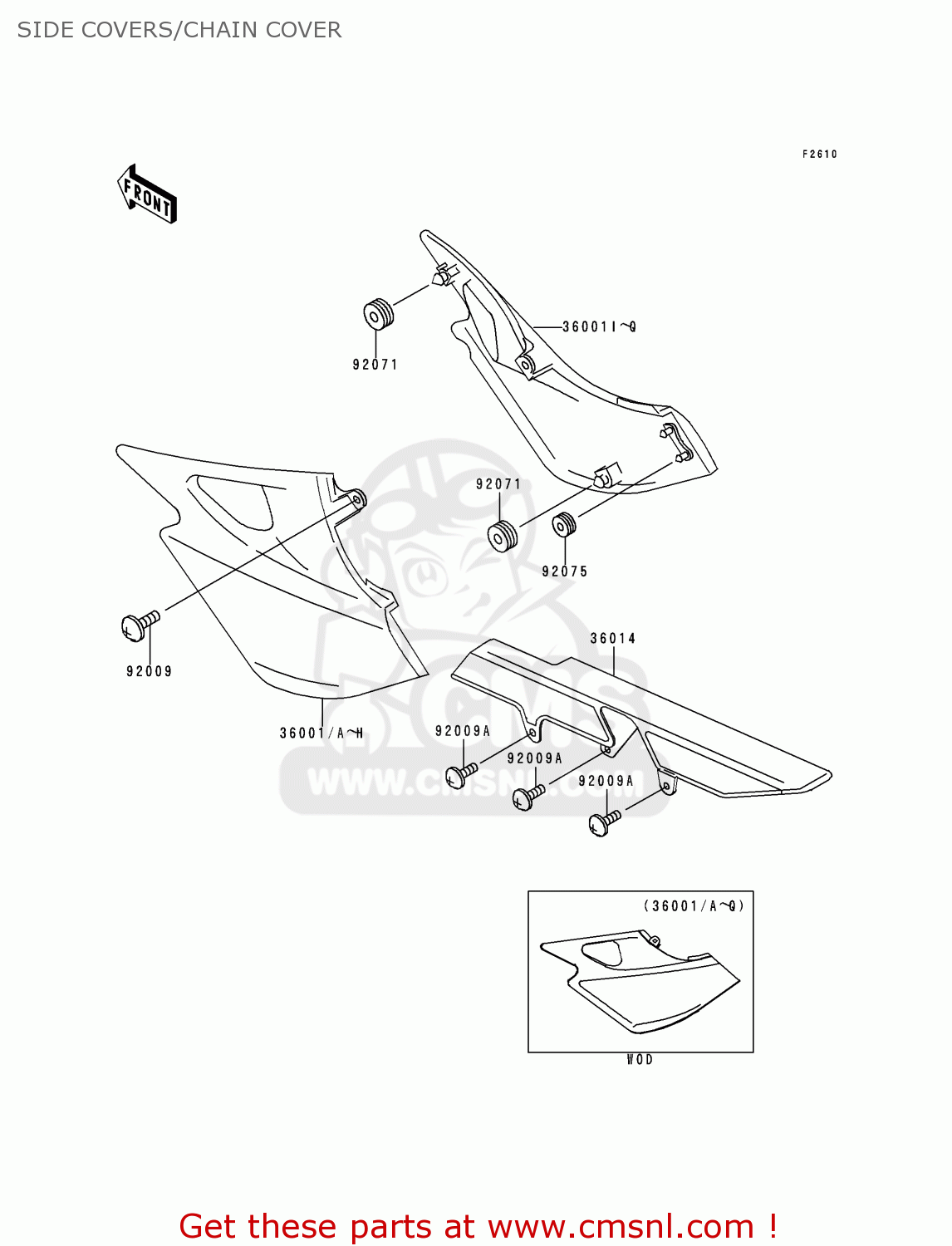 SIDE COVERS/CHAIN COVER ER500B1 ER5 1997 UNITED KINGDOM FR NL AR FG NR