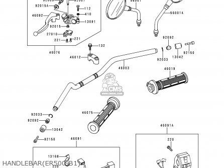 HANDLEBAR(ER500-B1) - ER500B1 ER5 1997 UNITED KINGDOM FR NL AR FG NR