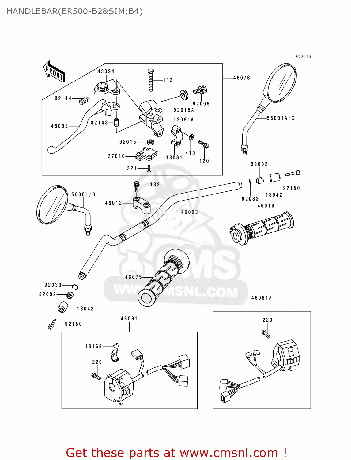 HANDLEBAR(ER500-B2&SIM;B4) ER500B3 ER5 1999 FRANCE NL FG