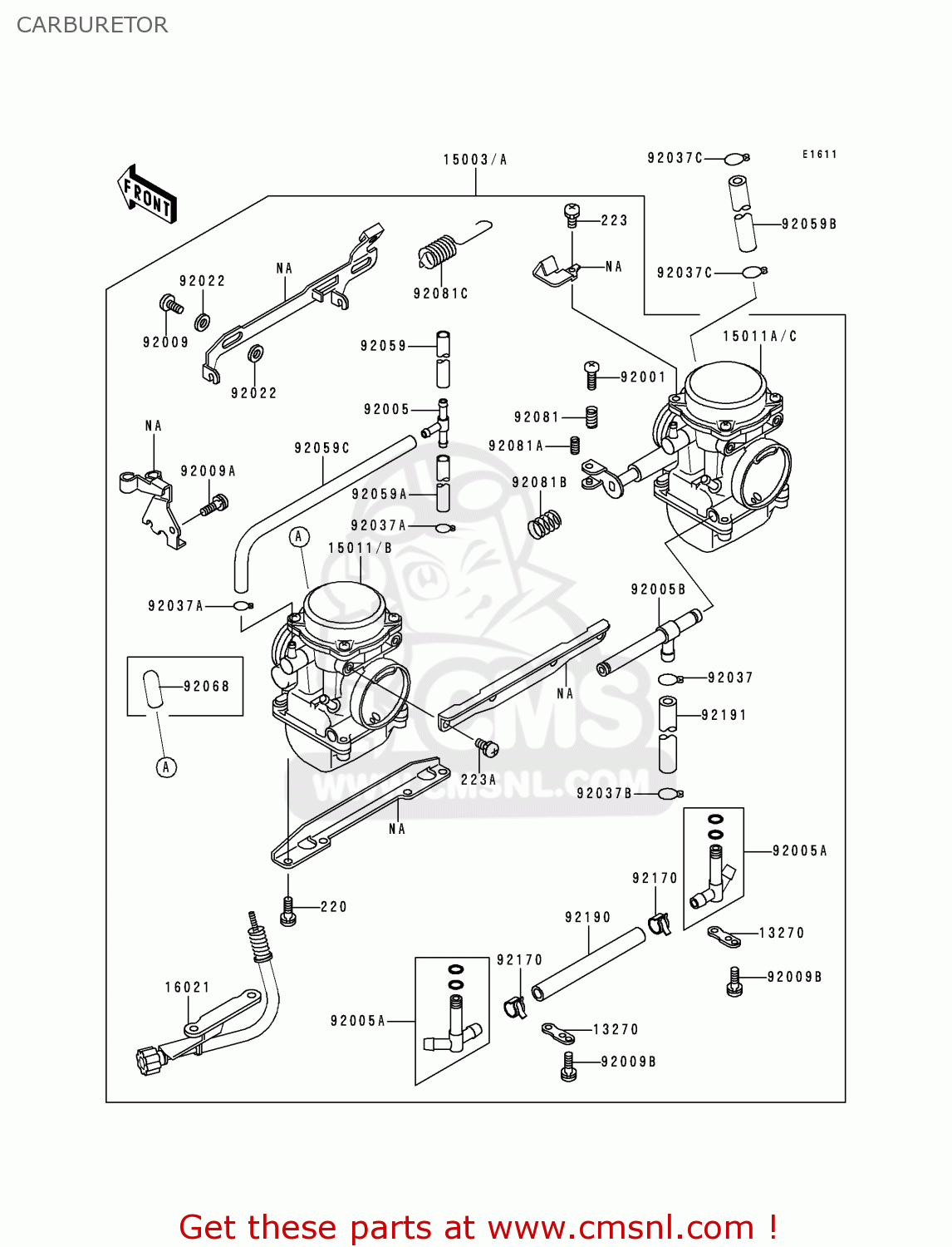 CARBURETOR ER500B4 ER5 2000 EUROPE FR FG