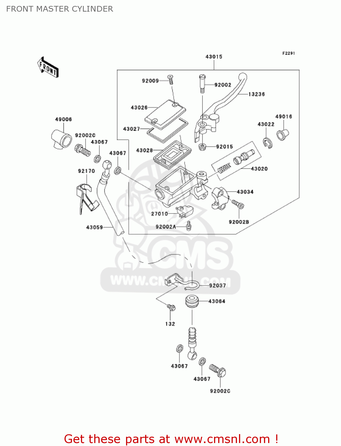 FRONT MASTER CYLINDER ER500C1 ER5 2001 CANADA
