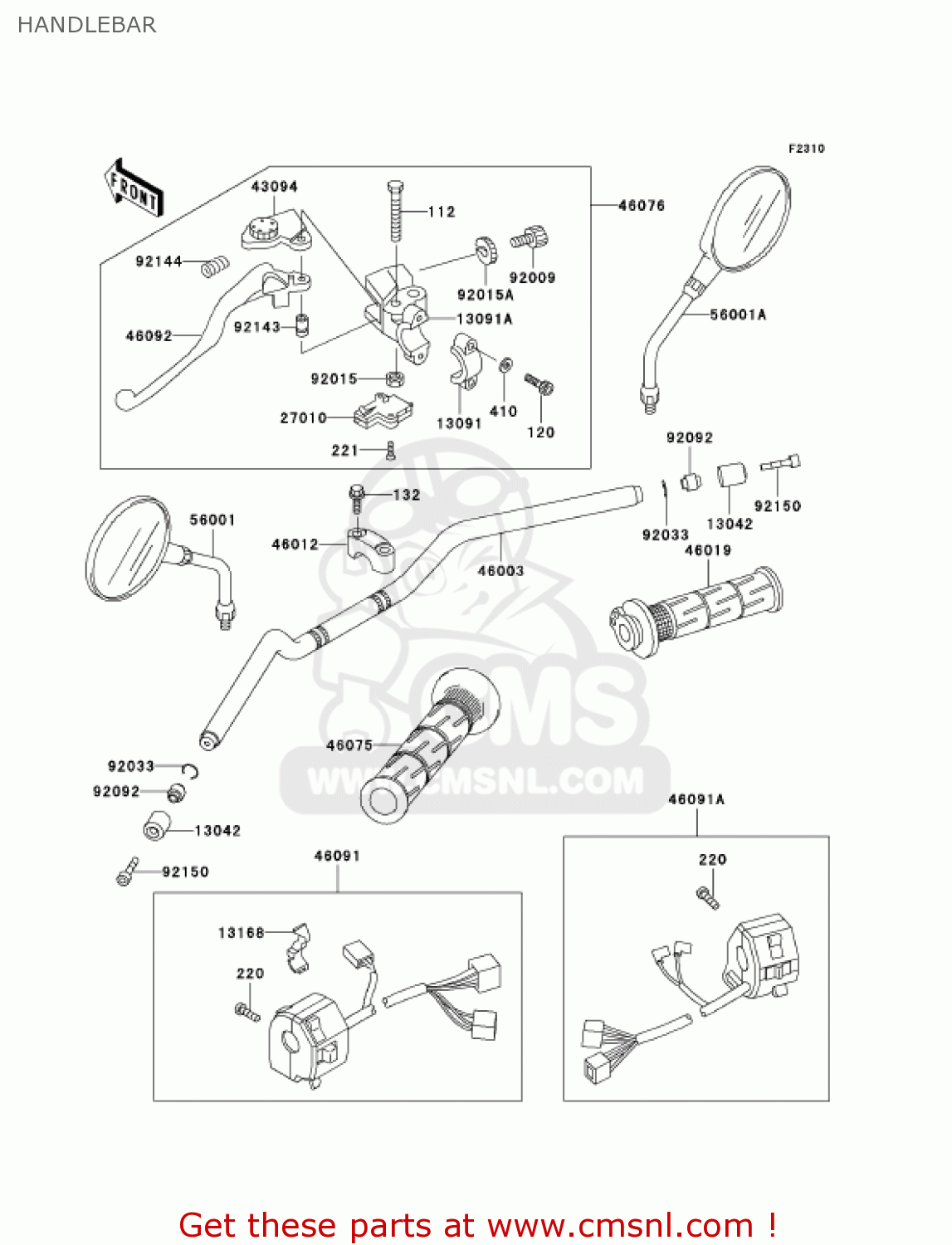 HANDLEBAR ER500C1 ER5 2001 CANADA