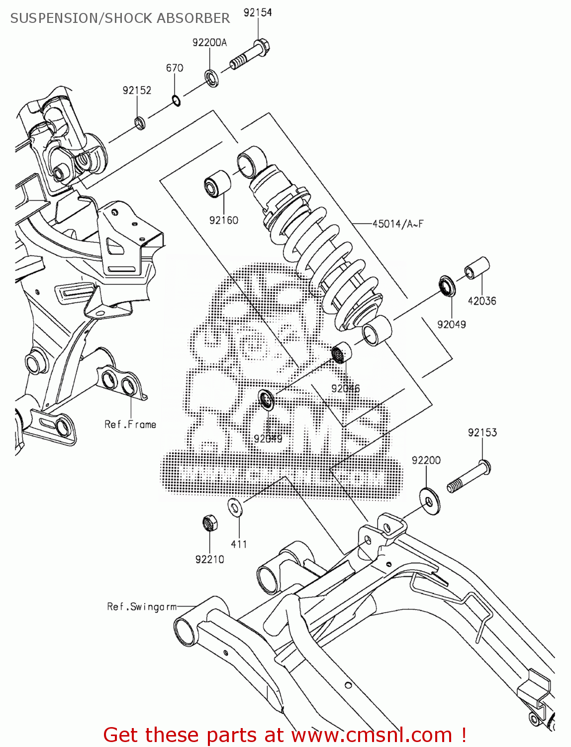 Kawasaki ER650EEF ER6N 2014 EUROPE,MIDDLE EAST,AFRICA SUSPENSION/SHOCK