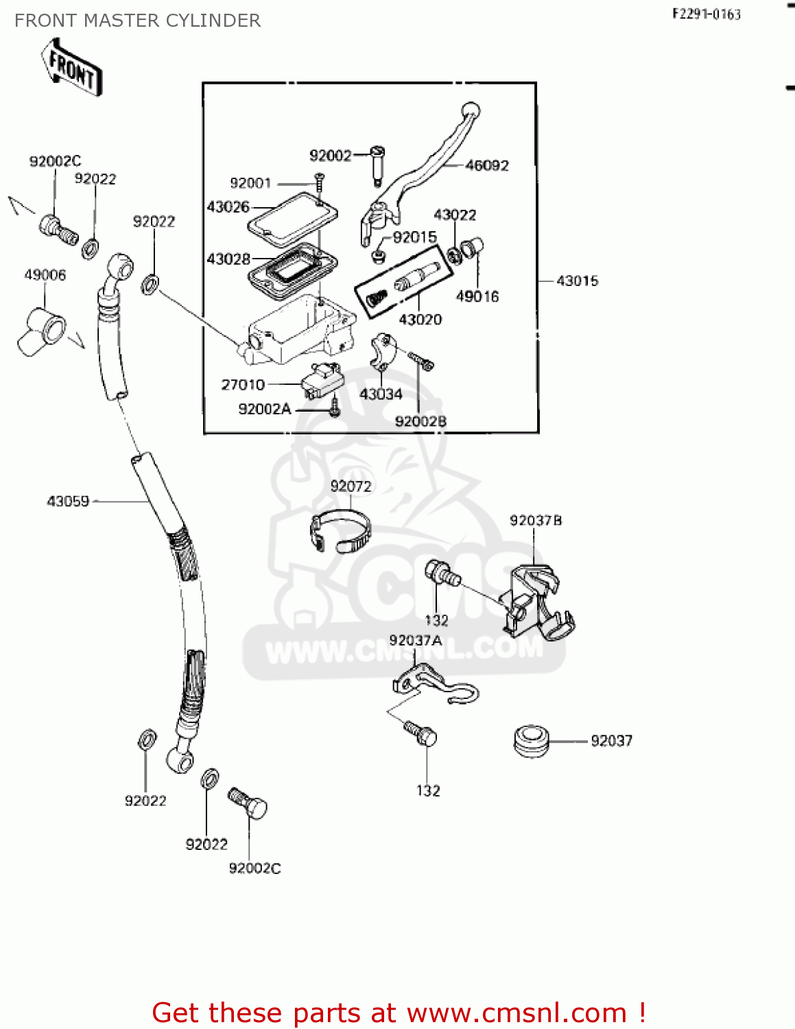 FRONT MASTER CYLINDER EX250E1 NINJA 250R 1986 USA CALIFORNIA CANADA