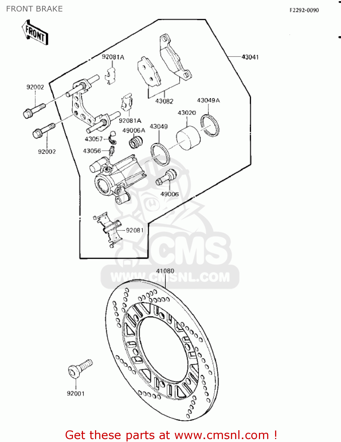 FRONT BRAKE EX250E1 NINJA 250R 1986 USA CALIFORNIA CANADA