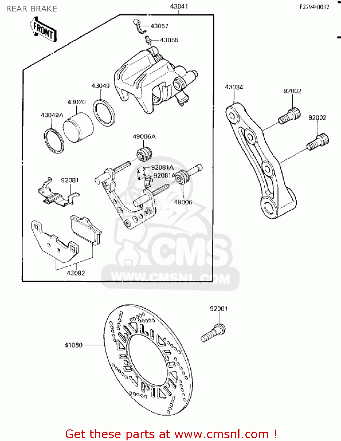 REAR BRAKE EX250E1 NINJA 250R 1986 USA CALIFORNIA CANADA