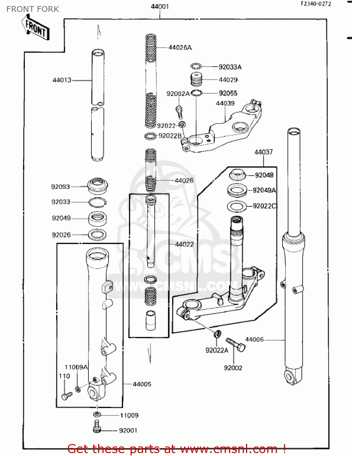 FRONT FORK EX250E1 NINJA 250R 1986 USA CALIFORNIA CANADA