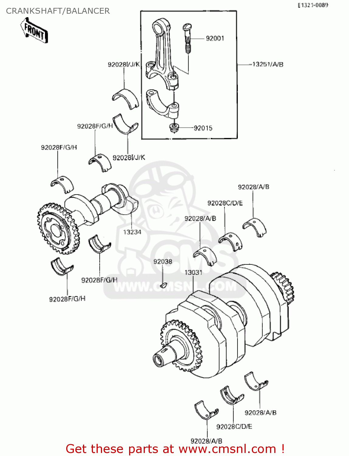 CRANKSHAFT/BALANCER EX250E1 NINJA 250R 1986 USA CALIFORNIA CANADA