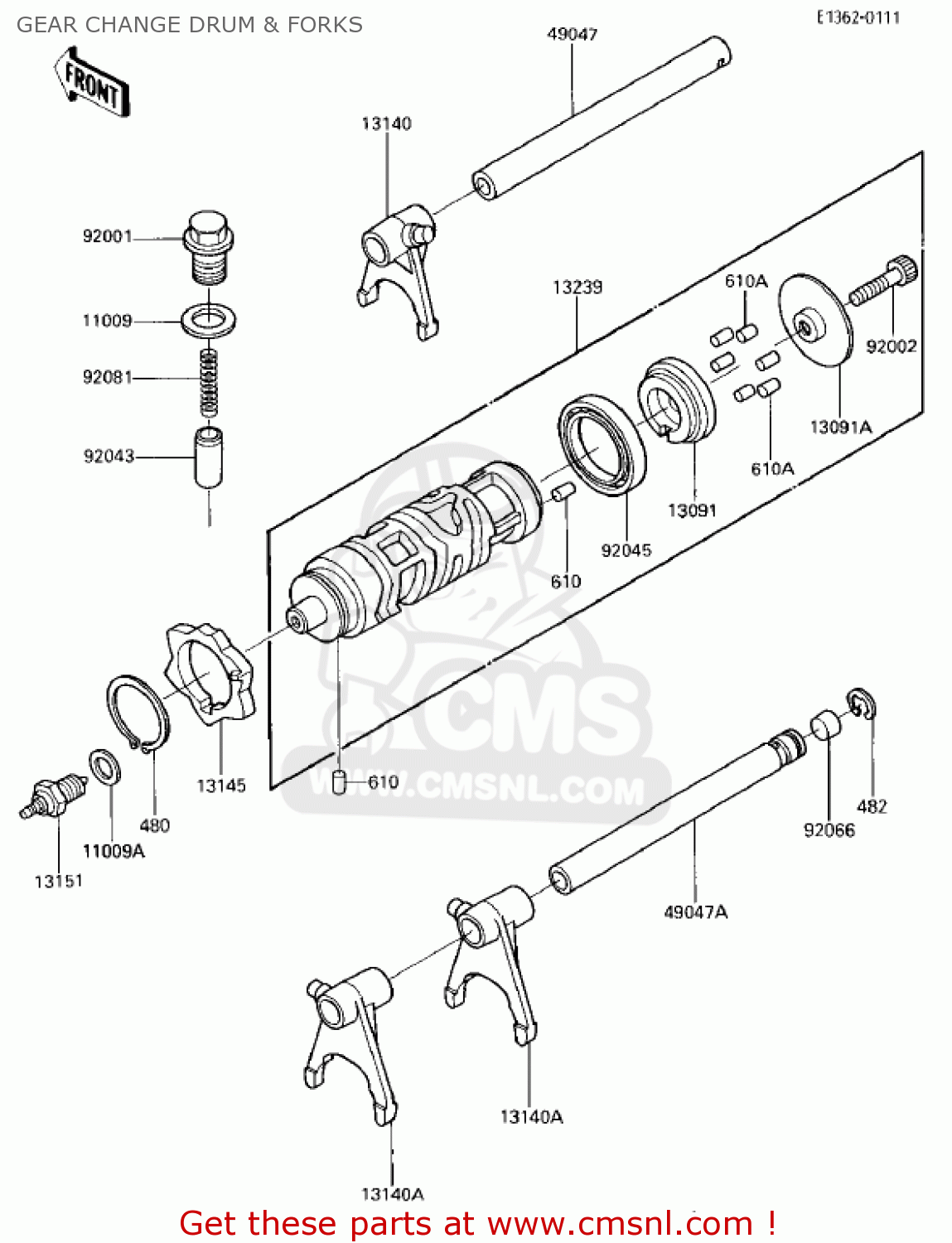 GEAR CHANGE DRUM & FORKS EX250E1 NINJA 250R 1986 USA CALIFORNIA CANADA