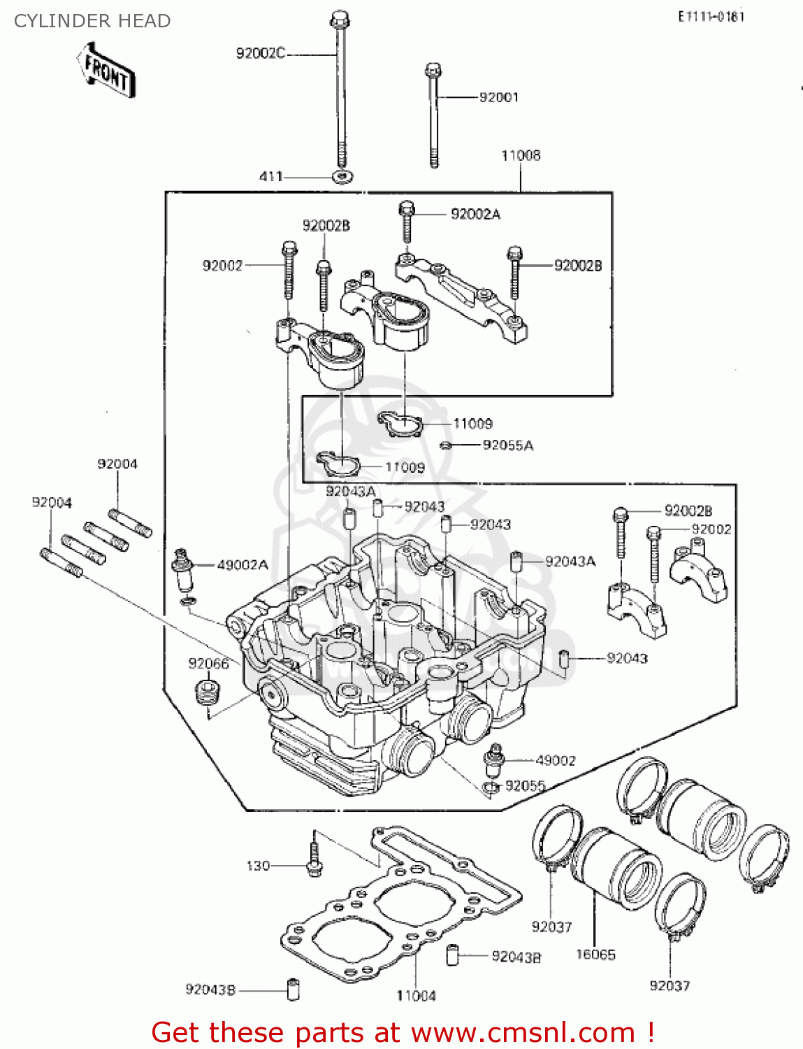 CYLINDER HEAD EX250E1 NINJA 250R 1986 USA CALIFORNIA CANADA