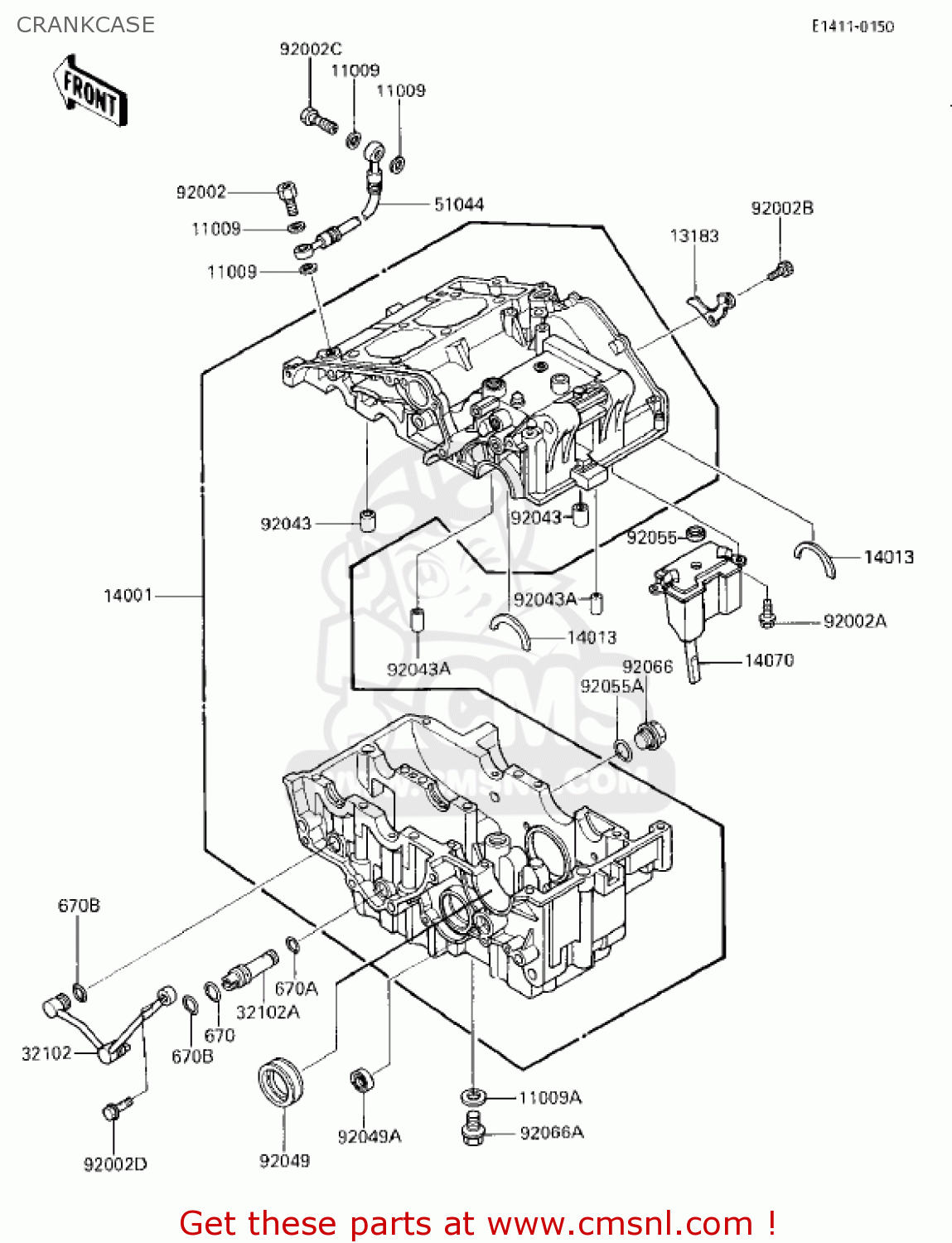 CRANKCASE EX250E1 NINJA 250R 1986 USA CALIFORNIA CANADA