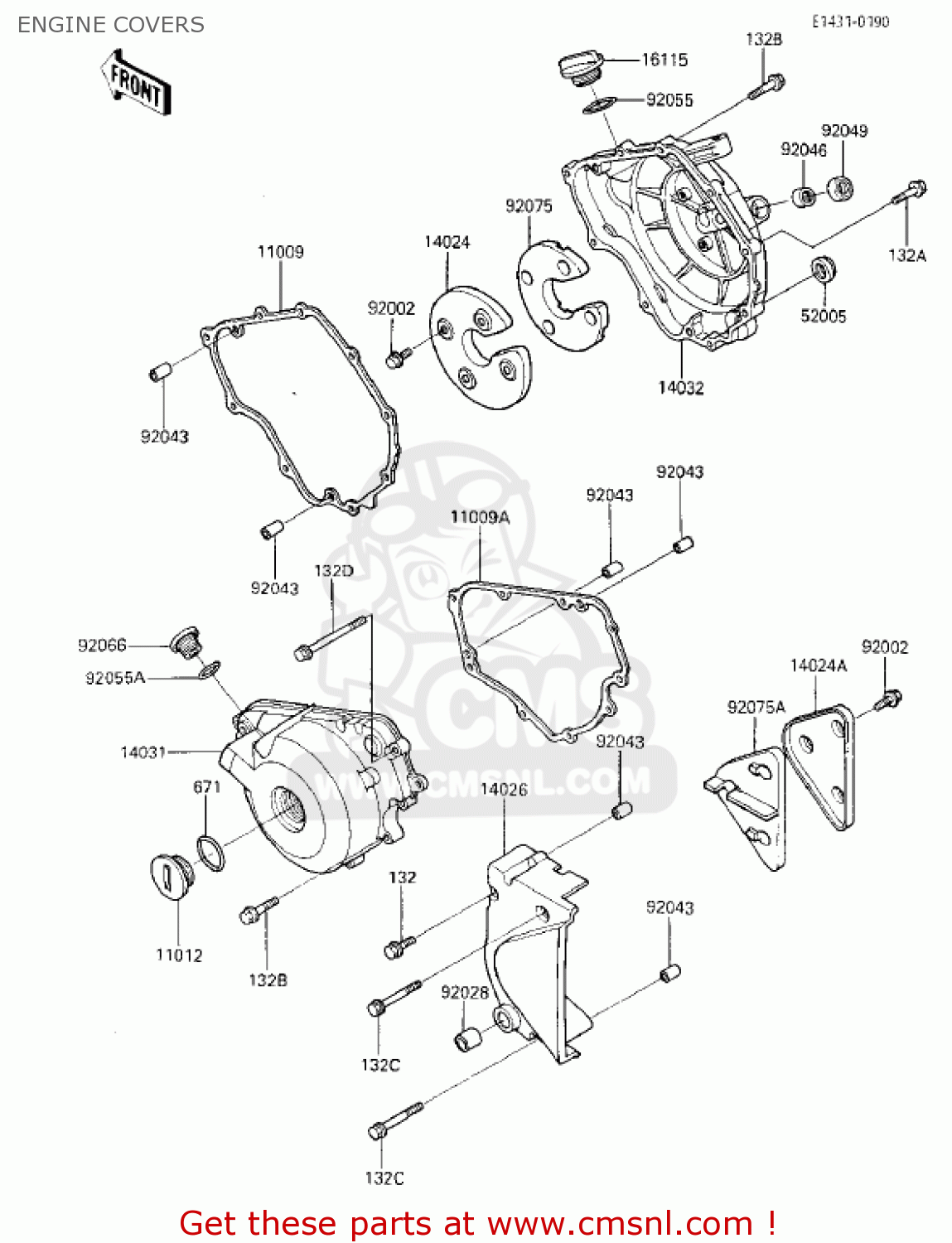 ENGINE COVERS EX250E1 NINJA 250R 1986 USA CALIFORNIA CANADA