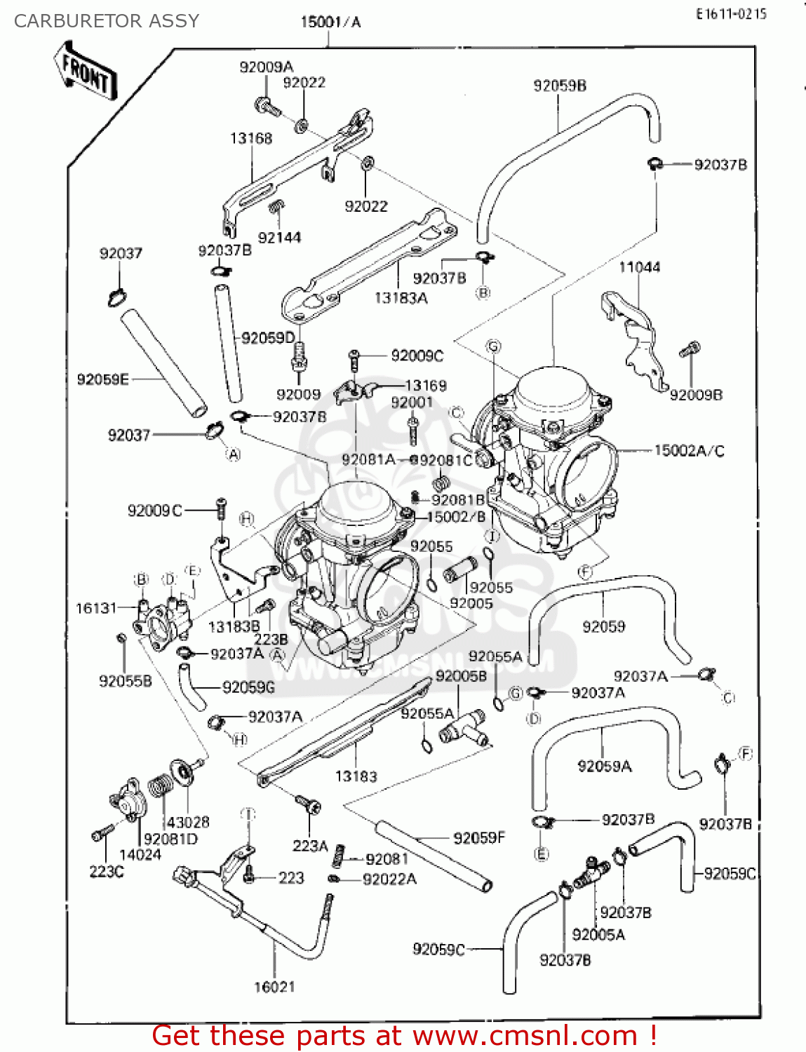 CARBURETOR ASSY EX250E1 NINJA 250R 1986 USA CALIFORNIA CANADA