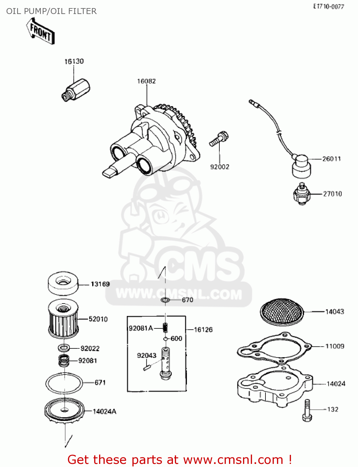 OIL PUMP/OIL FILTER EX250E1 NINJA 250R 1986 USA CALIFORNIA CANADA