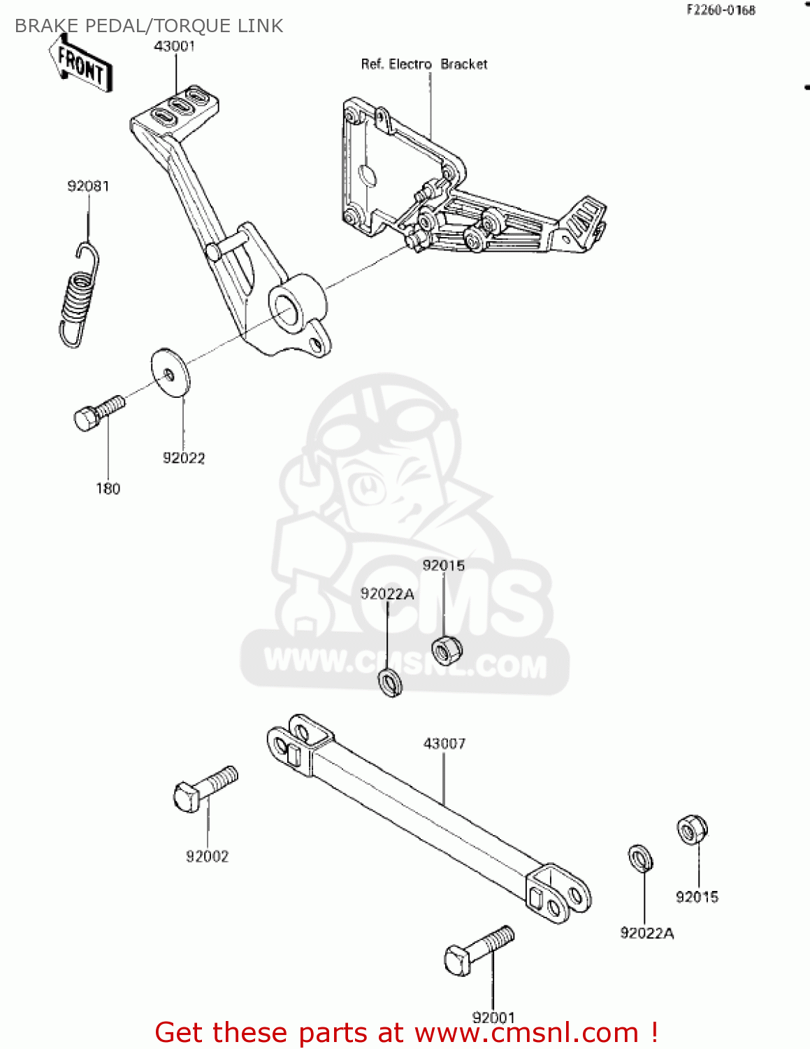 BRAKE PEDAL/TORQUE LINK EX250E1 NINJA 250R 1986 USA CALIFORNIA CANADA