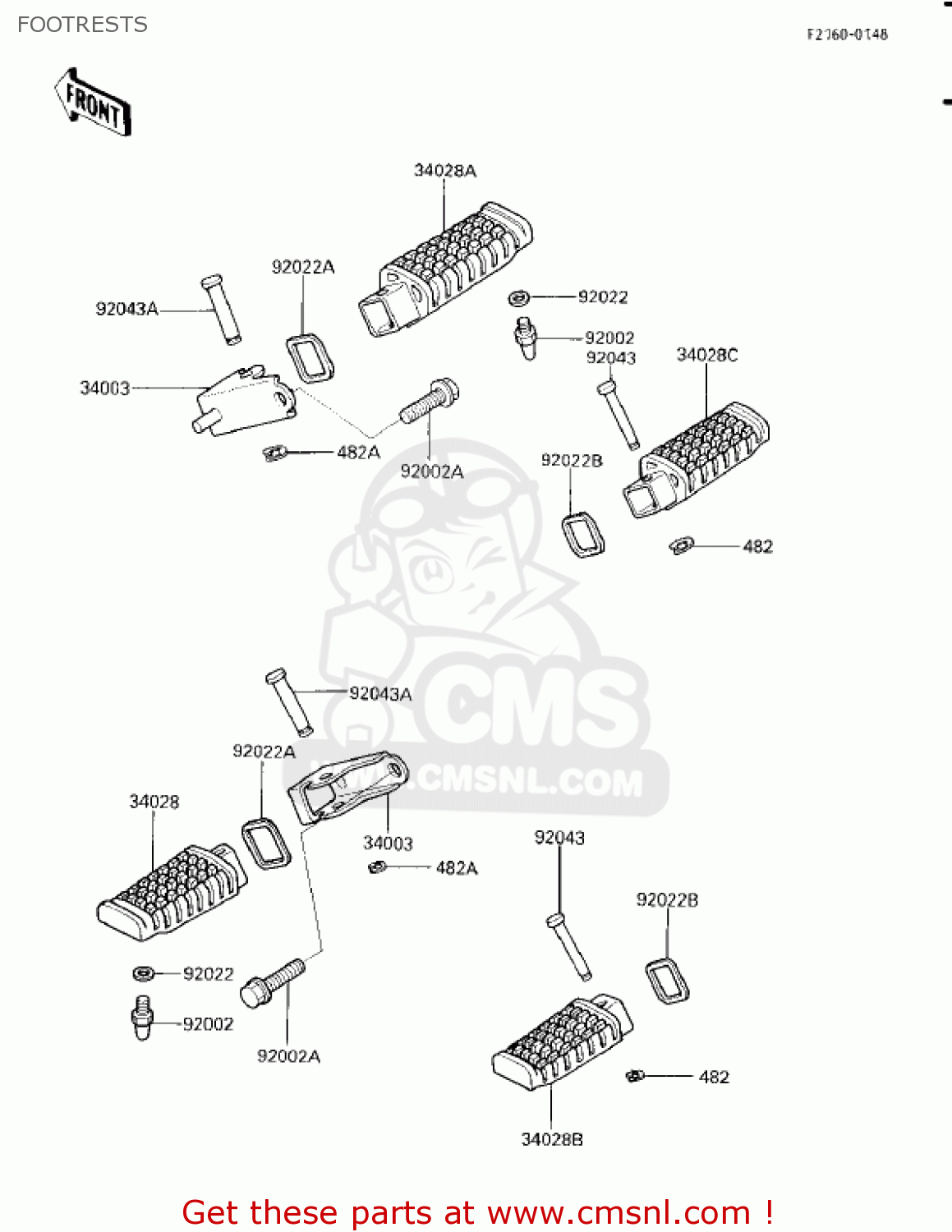 FOOTRESTS EX250E1 NINJA 250R 1986 USA CALIFORNIA CANADA
