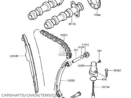 CAMSHAFTS/CHAIN/TENSIONER - EX250E1 NINJA 250R 1986 USA CALIFORNIA CANADA