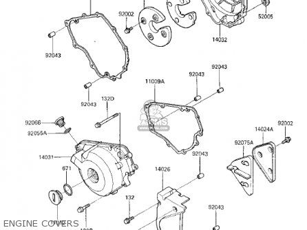 ENGINE COVERS - EX250E1 NINJA 250R 1986 USA CALIFORNIA CANADA