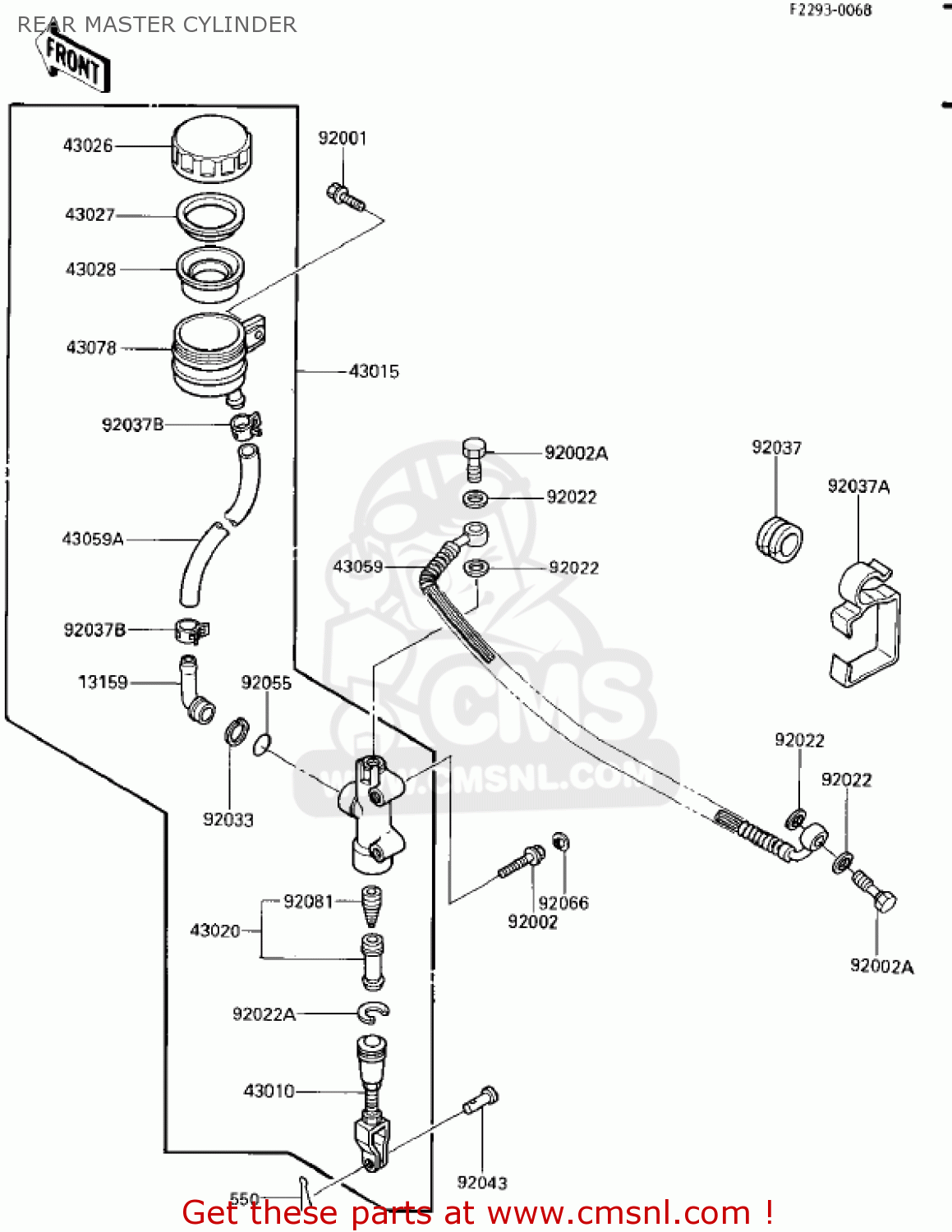REAR MASTER CYLINDER EX250E2 NINJA 250R 1987 USA CALIFORNIA CANADA