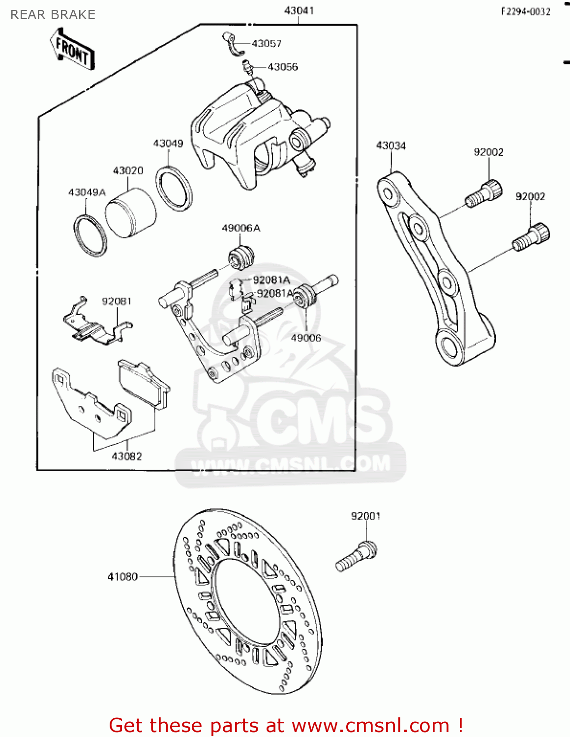 REAR BRAKE EX250E2 NINJA 250R 1987 USA CALIFORNIA CANADA