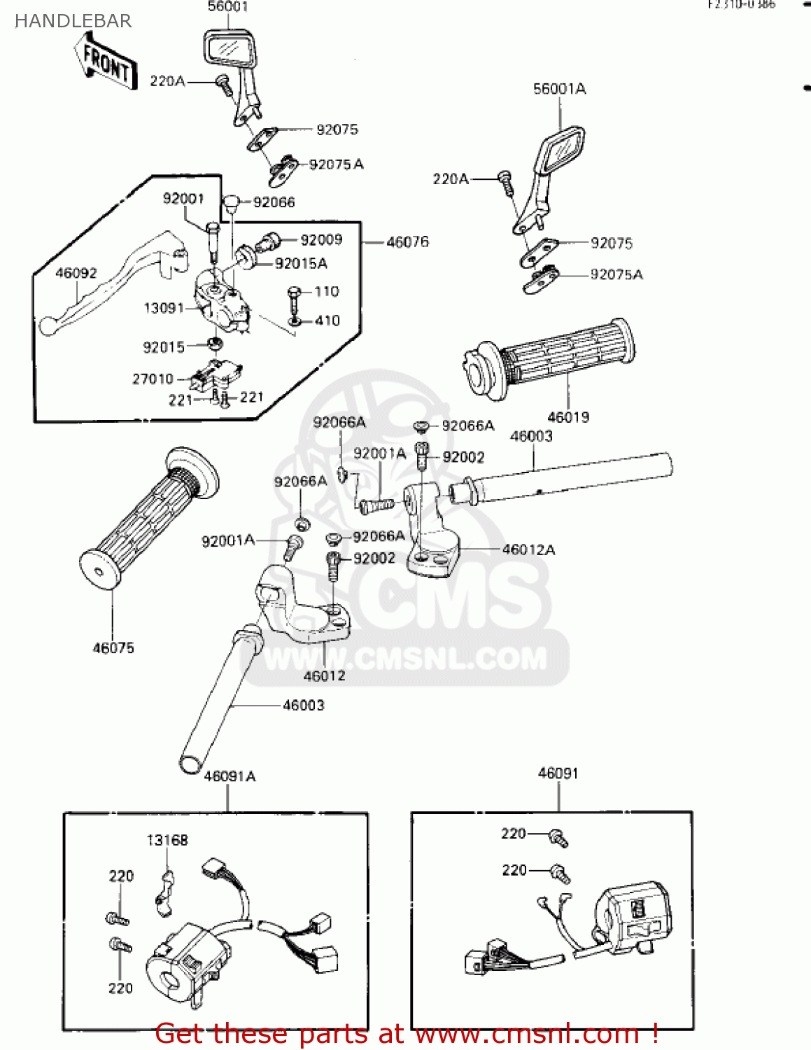 HANDLEBAR EX250E2 NINJA 250R 1987 USA CALIFORNIA CANADA