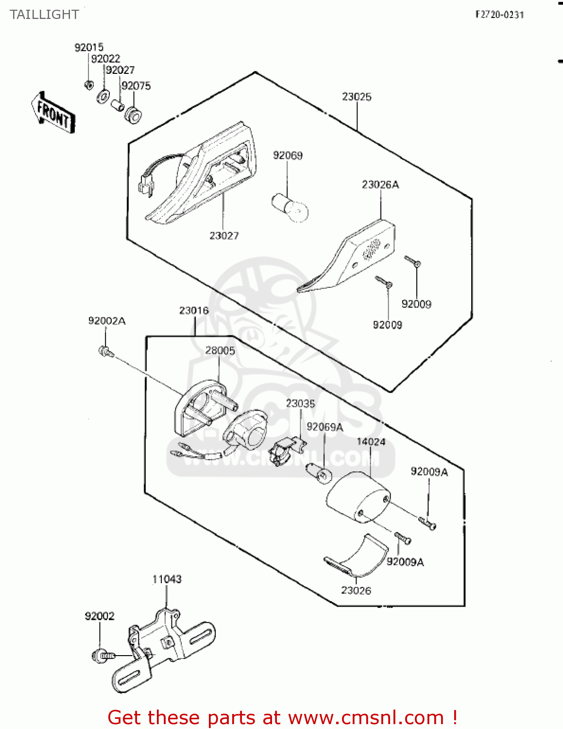 TAILLIGHT EX250E2 NINJA 250R 1987 USA CALIFORNIA CANADA