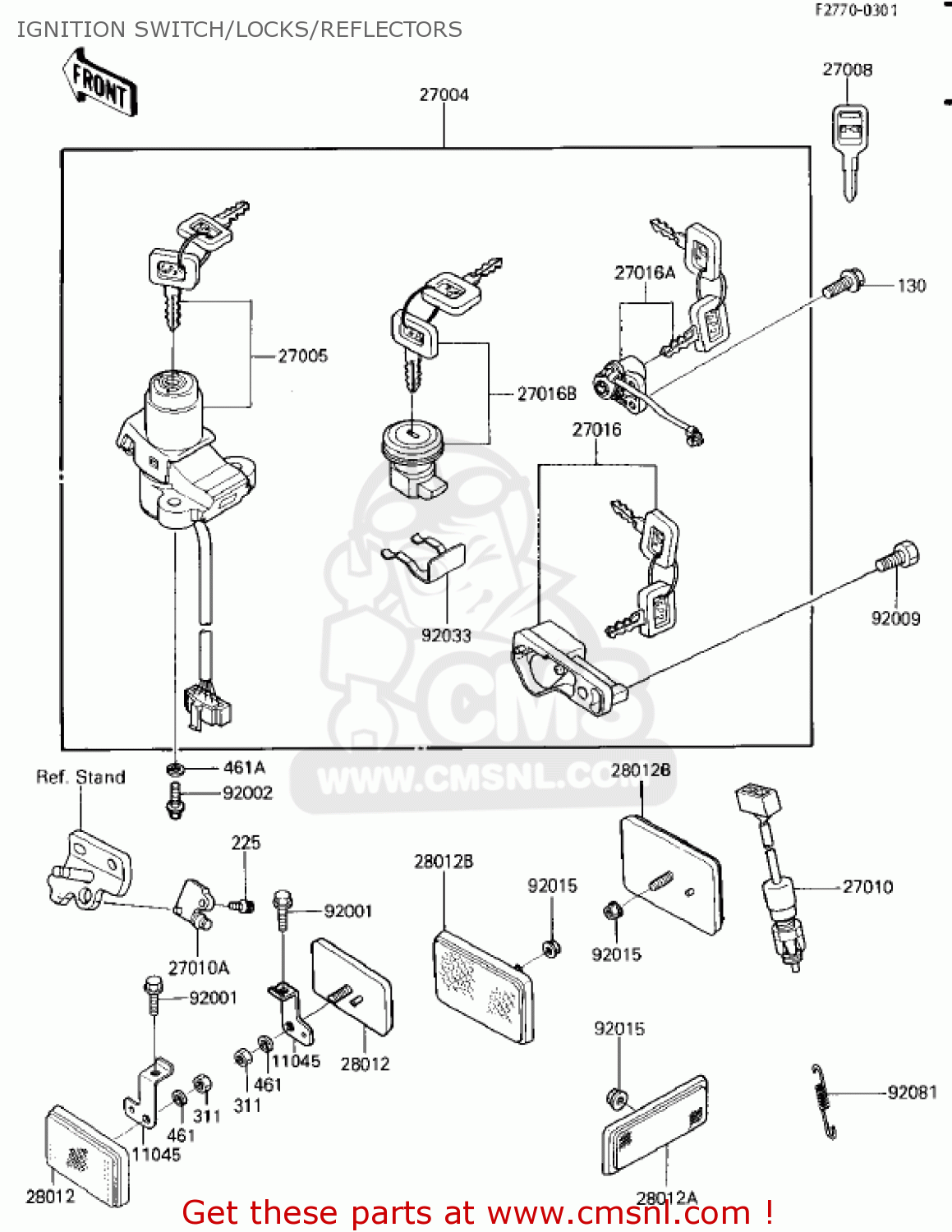 IGNITION SWITCH/LOCKS/REFLECTORS EX250E2 NINJA 250R 1987 USA CALIFORNIA CANADA