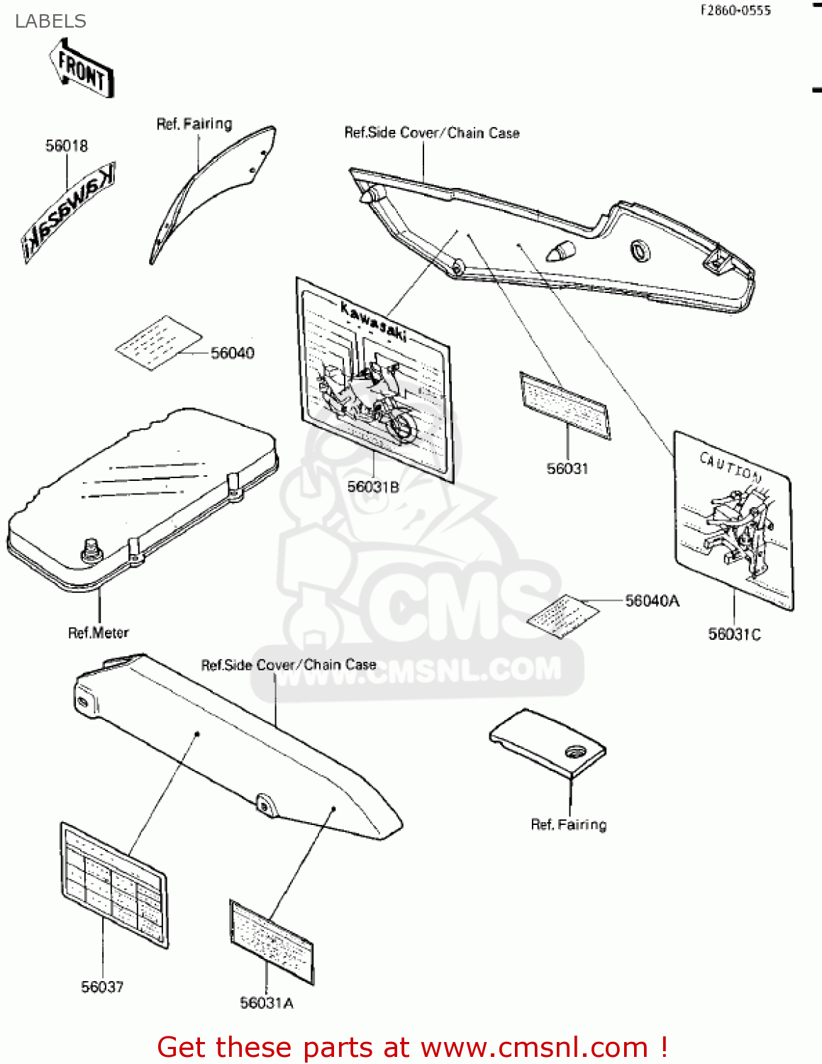 LABELS EX250E2 NINJA 250R 1987 USA CALIFORNIA CANADA