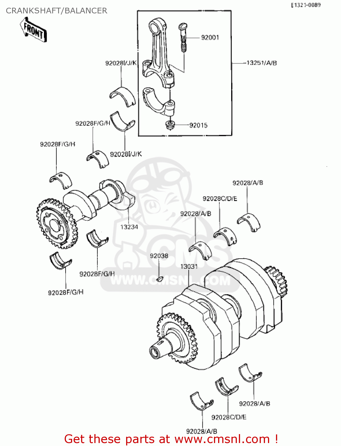 CRANKSHAFT/BALANCER EX250E2 NINJA 250R 1987 USA CALIFORNIA CANADA