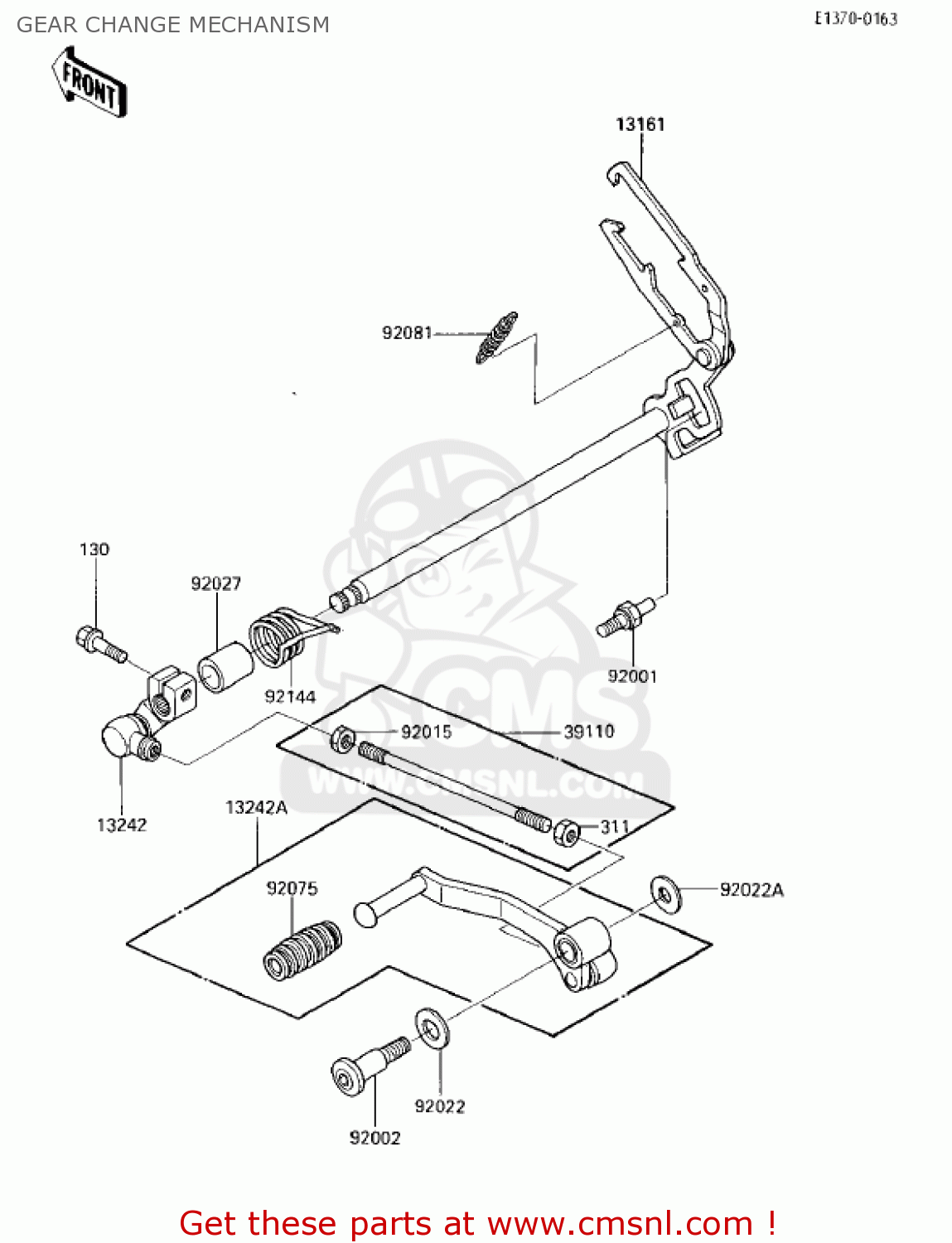 GEAR CHANGE MECHANISM EX250E2 NINJA 250R 1987 USA CALIFORNIA CANADA